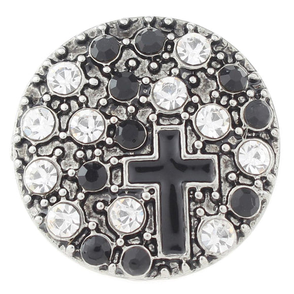 Snap - Black Cross Rhinestone