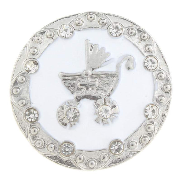 Snap - White Baby Buggy Rhinestone