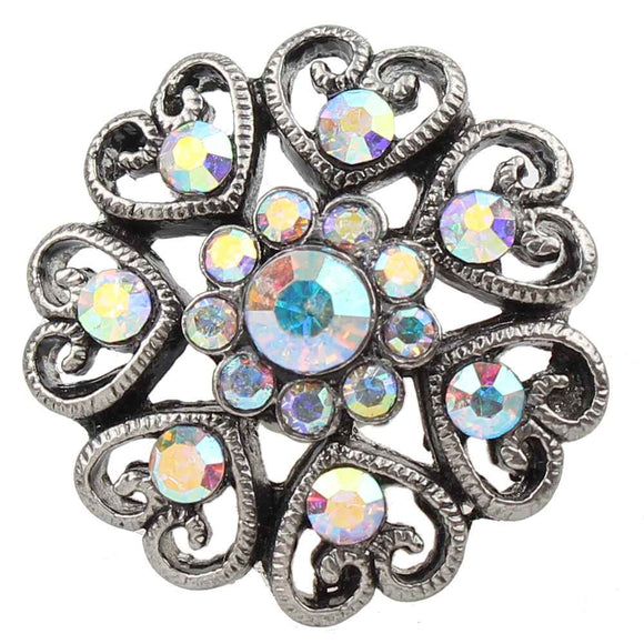 Snap - Rhinestone Heart Flower