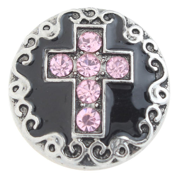 Snap - Pink Rhinestone Cross