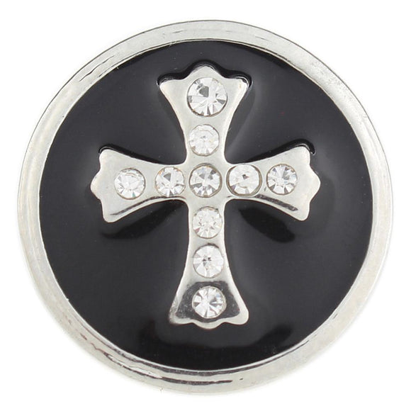 Snap - Rhinestone Black Cross