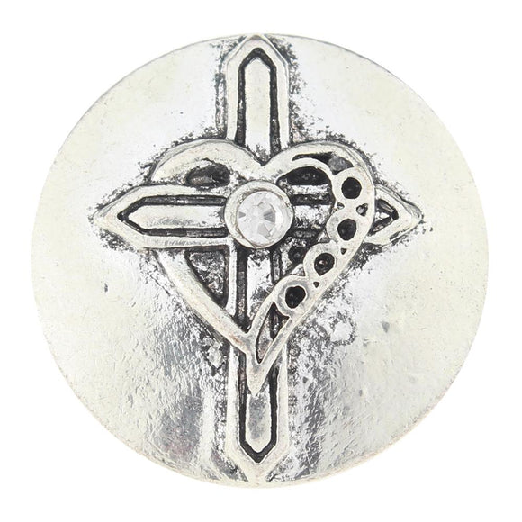 Snap - Rhinestone Heart Cross