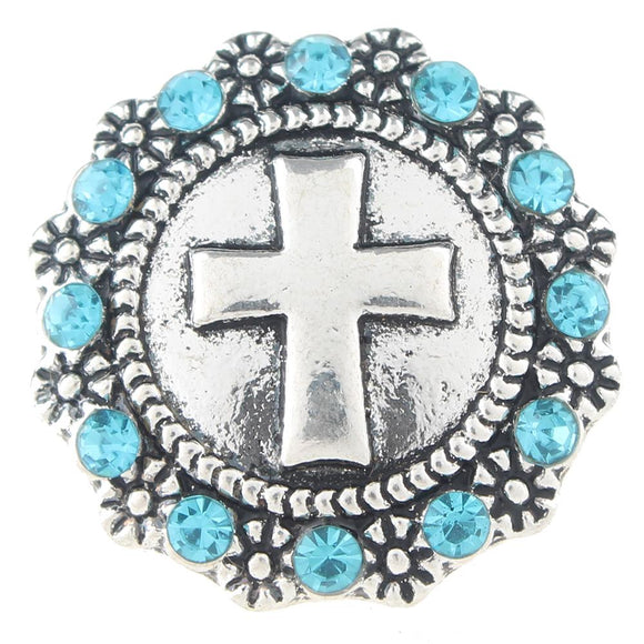 Snap - Teal Rhinestone Cross