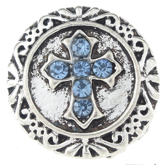 Snap - Cross Blue Rhinestone