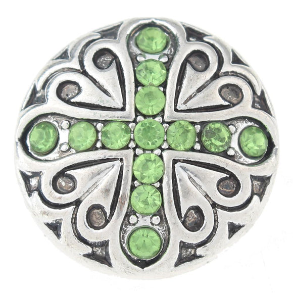 Snap - Rhinestone Cross Green