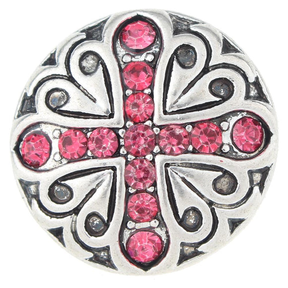 Snap- Pink Rhinestone Cross