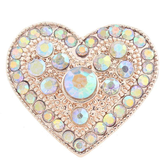 Snap - Rose Gold Rhinestone Heart
