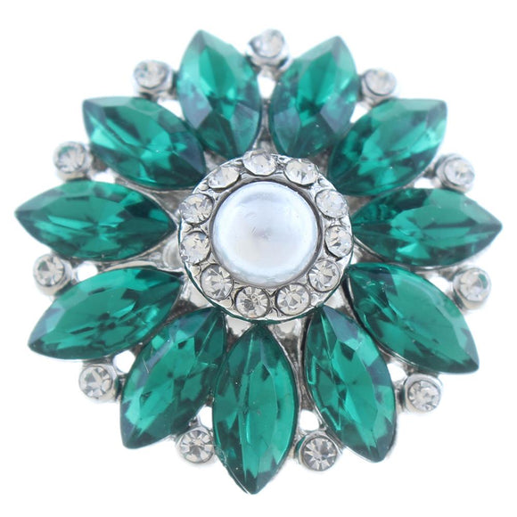 Snap - Green Rhinestone Flower