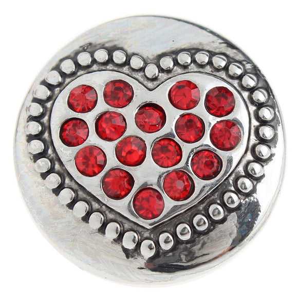 Snap - Heart Red Rhinestones with Black