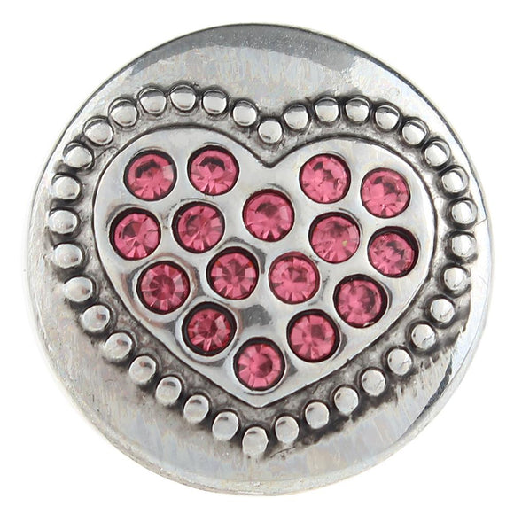 Snap - Pink Rhinestone Heart