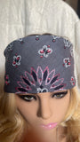 Gray/Pink Rhinestone Bandana