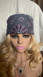Gray/Pink Rhinestone Bandana