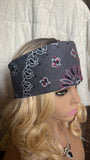 Gray/Pink Rhinestone Bandana