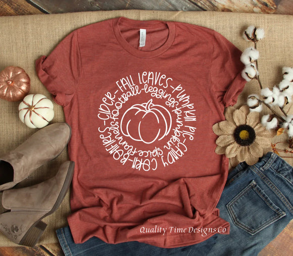 Cider - Fall Leaves - Pumpkin Pie Screen Print Shirt