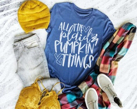 All the Plaid & Pumpkin Things Screen Print Shirt