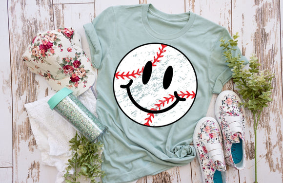 Baseball Smiley Print Shirt