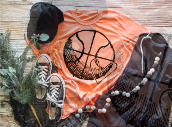 Basketball Heart Screen Printed Shirt