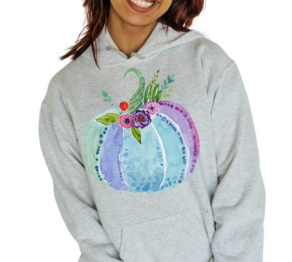 Pastel Blue Pumpkin Screen Print Shirt