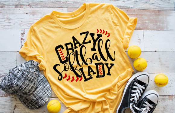 Crazy Softball Lady Screen Printed Shirt
