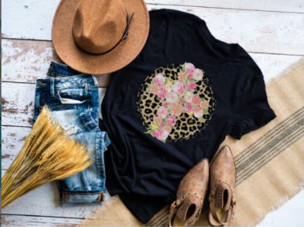 Cross Leopard Screen Print Shirt