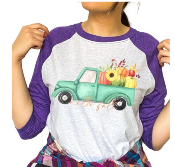 Fall Blue Truck Screen Print Shirt