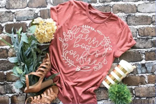 Flannel Boots Bonfires Screen Printed Shirt