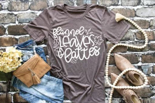 Flannel Leaves & Lattes Screen Printed Shirt