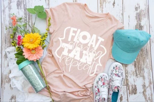 Float Drink Tan Repeat Screen Printed Shirt