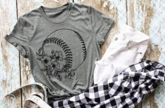 Floral Baseball Screen Printed Shirt