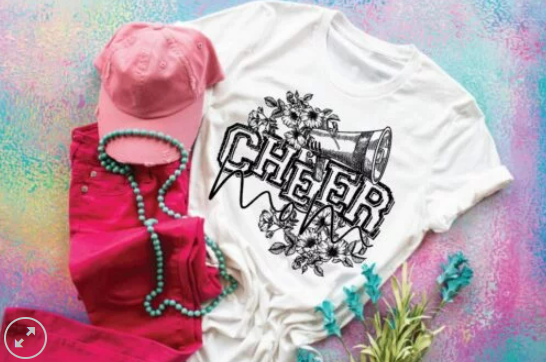 Floral Cheer Mom Screen Printed Shirt