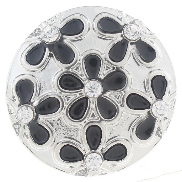 Snap - Silver with Black Rhinestone