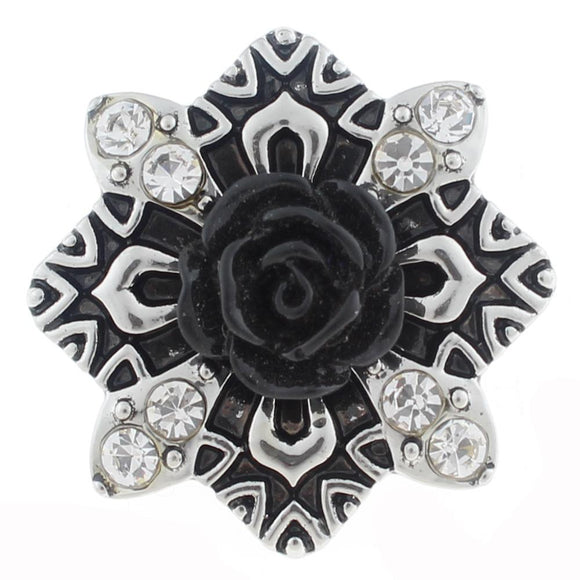 Snap - Black Rose Rhinestone