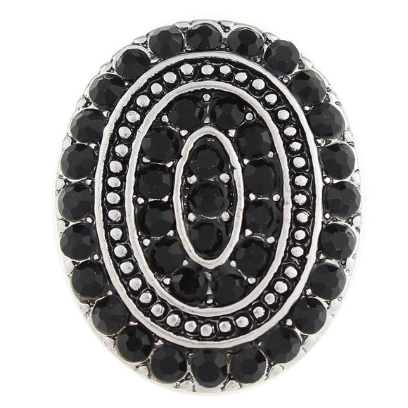 Snap - Black Rhinestone Oval