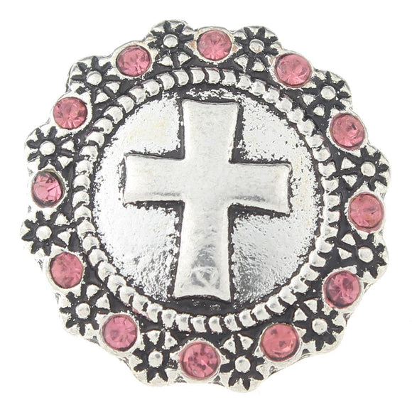 Snap - Cross Pink Rhinestone