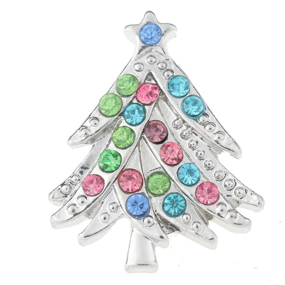 Snap - Christmas Tree Silver with Multi Color Gems