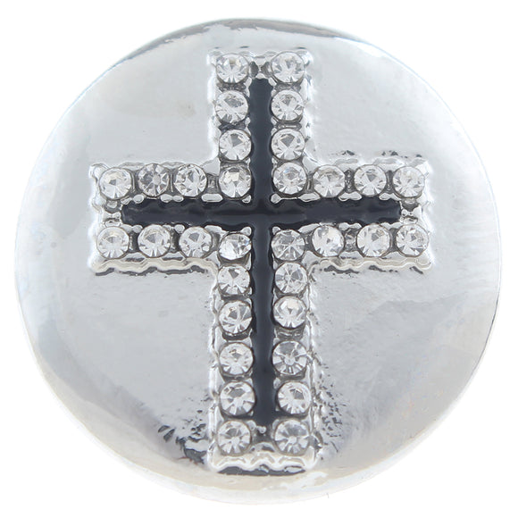 Snap - Rhinestone and Black Cross