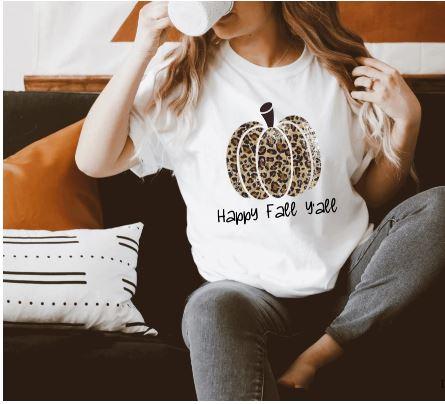 Happy Fall Y'All Screen Printed Shirt