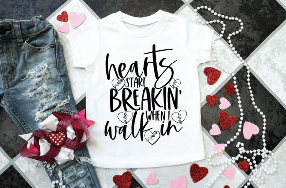 Hearts Start Breaking When I Walk In Screen Print Shirt