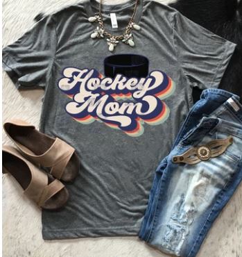 Hockey Mom Rainbow Print Screen Printed Shirt