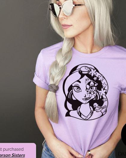 Jasmine Inspired Sugar Skull Screen Printed Shirt