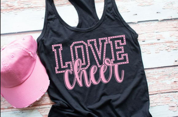 Pink Love Cheer Screen Printed Shirt