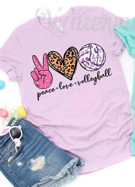 Peace Love Volleyball Screen Printed Shirt