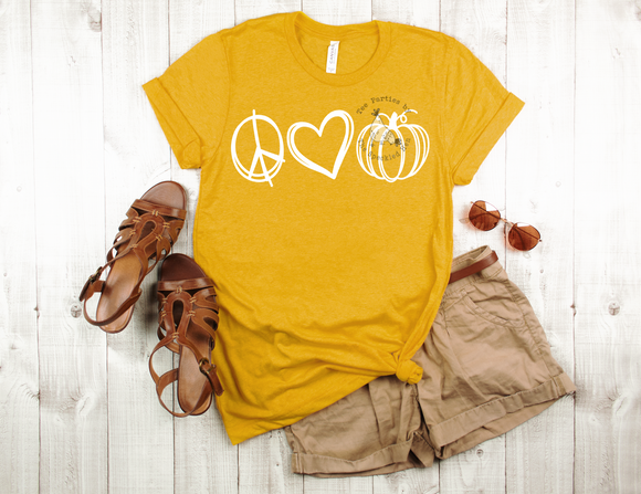 Peace Love Pumpkins Screen Printed Shirt