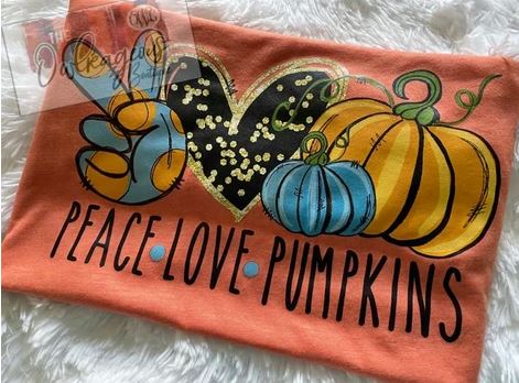 Peace Love Pumpkins Screen Printed Shirt
