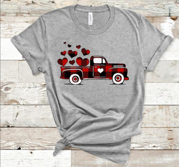 Plaid Truck Hearts - Screen Print Shirt