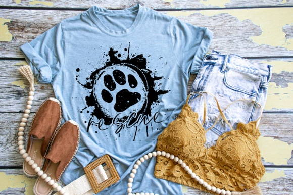 Rescue Paw Print Screen Printed Shirt