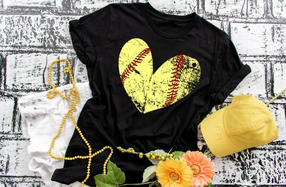 Softball Heart Screen Print Shirt