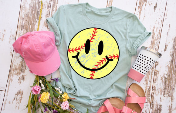 Softball Smiley Screen Print Shirt