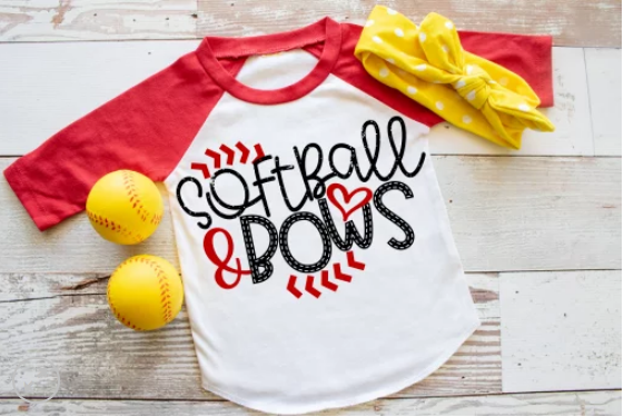 Softball and Bows Screen Printed Shirt