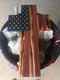Wood Carved Flag Cross